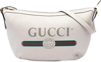 Gucci Pre-owned Gucci Grained Calfskin Logo Half Moon Crossbody Ladies JHU7V0BYENCX5PTS