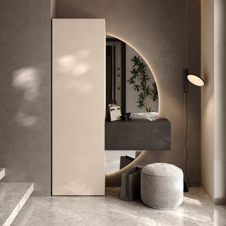 Dmora Mobile Da Ingresso Faicchio, 15 Paia, Cassetti Made In Italy, 4 Ripiani, 123x30x186h Cm Bianco Crema