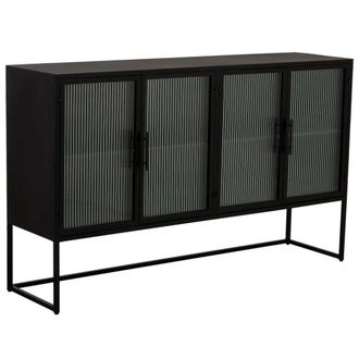Wanderlust Deco Aparador de metal negro con 4 puertas 150x38,5x90,5h cm