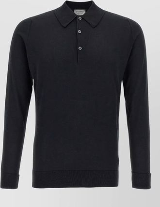 John Smedley finchley knitted polo shirt ribbed cuffs