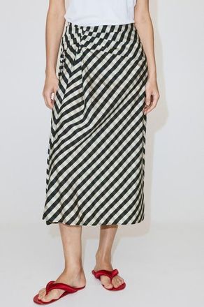 Mango Gingham Midi Skirt in Navy at Nordstrom, Size 2