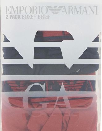 Emporio Armani Mens Emporio Armani 2 Pack Stretch Cotton Boxer Navy/red - Multi/Navy - Size: 37/36/32
