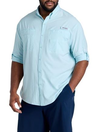 Columbia Big & Tall PFG Tamiami Sport Shirt in Marine Light at Nordstrom, Size Xx-Large