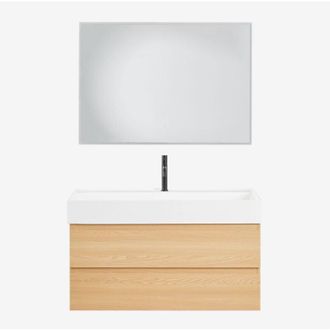 Sklum Sklum - Conjunto De Mueble De Ba&ntilde;o En Madera Y Chapa De Fresno Con Lavabo Integrado Ona