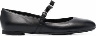 Ferragamo Womens Lizz Leather Ballerina Shoes In Black