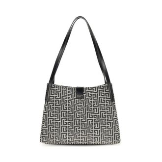 Balmain Shoulder Bags, female, Black, Size: ONE SIZE Cotton Shoulder Bag with Minimalist Design