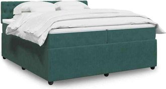 vidaXL Vidaxl - Cama Box Spring Con Colch&oacute;n Terciopelo Verde Oscuro 200x200 Cm