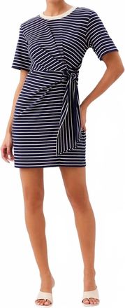 Fifteen Twenty Womens Darla Side-Knot Contrast Dress In Navy With Cream