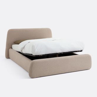 La Redoute Interieurs Bedstee met opklapbare bodem, structuurstof, STEEN