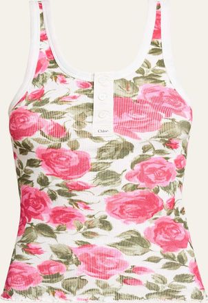 Chlo&eacute; Rose Rib Tank Top