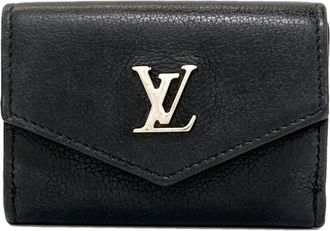 Louis Vuitton Black Leather Wallet (Tri-Fold) (Pre-Owned)