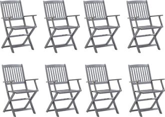 vidaXL Sillas De Jard&iacute;n Plegables 8 Unidades Madera Maciza De Acacia Vidaxl