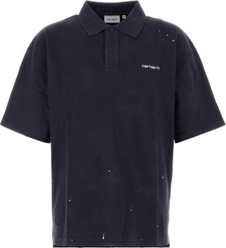 Carhartt Work in Progress Blue Solid Shirt Collar Polo