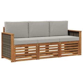 vidaXL Juegos De Sof&aacute;s Con Coj&iacute;n 3 Pcs Madera De Acacia S&oacute;lida Vidaxl