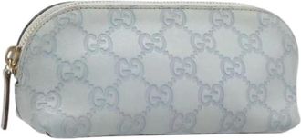 Gucci Pre-owned Pouch - Dames - Vintage Accessoires - Blauw - ONE Size - Leer - Vintage