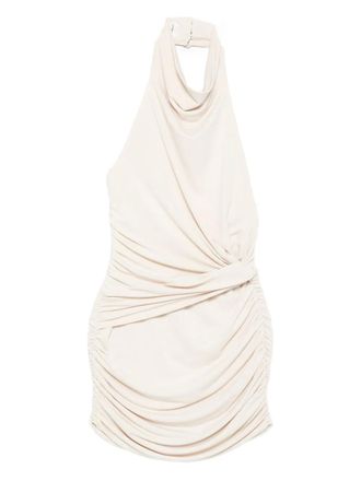 Andamane Stella halter-neck ruched dress - women - Polyester/Elastane - 38 - Neutrals