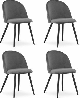 OEM Silla Bello - Terciopelo Gris Oscuro / Patas Negras X 4