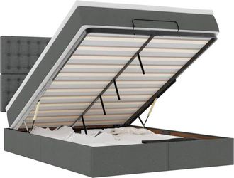 vidaXL Vidaxl - Estructura Cama Otomana Colch&oacute;n Tela Gris Oscuro 140x200cm