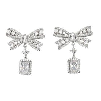 Self Portrait Earrings, female, Gray, Size: ONE SIZE Bow Crystal Earrings