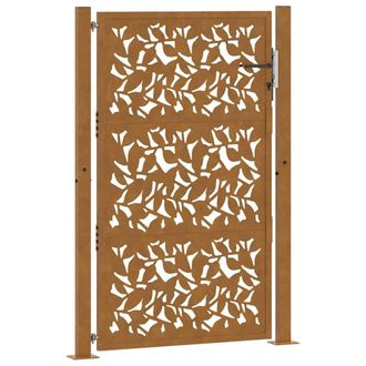 Berkfield Home Garden Gate 105x155 cm Weathering Steel Leaf Design in Brown