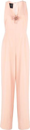 Pinko flower appliqu&eacute; jumpsuit - women - Polyester/Elastane/Acetate/Polyester - 44