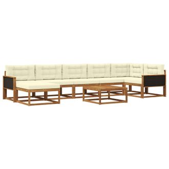 vidaXL Conjunto De Sof&aacute;s De Exterior Con Coj&iacute;n 8 Pcs Natural Y Crema Vidaxl