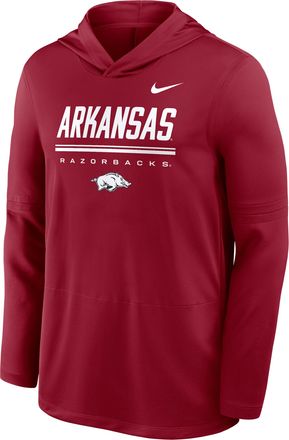 Nike Arkansas Sideline Nike Mens Dri-FIT College Long-Sleeve Hooded Top in Red | IV7742-644
