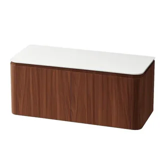 Royal Plaza Terra Badkamermeubelset - 140x46.2x46cm - solid surface topblad wit mat - 4 lades - kastanje (walnoot)