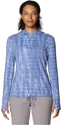 Mountain Hardwear Crater Laketm Long Sleeve Hoody Womens Sweatshirt Best Coast Blue Prismatic Print : XS, Jersey/Polyester/Elastane