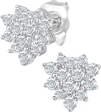 Jewelco London 9ct White Gold Round 0.28ct Diamond Cluster Stud Earrings - PE0AXL5545W