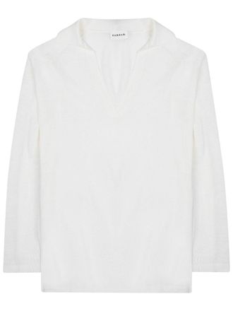 P.A.R.O.S.H. Relaxed Fit V-Neck Linen-Blend Blouse