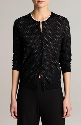 Vince Dot Motif Wool Blend Cardigan in Black/off White at Nordstrom, Size Xx-Small