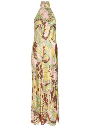 Rixo Rixo Maura Printed Satin Midi Dress - Multicoloured - 14 (UK 14 / L)