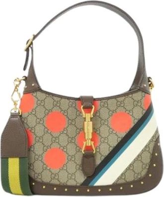 Gucci Pre-owned Shoulder Bags, female, Beige, Size: ONE SIZE Pre-owned Jackie 1961 GG Supreme Canvas Shoulder Bag