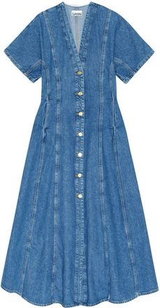 Ganni Future denim maxi dress - women - Organic Cotton/Viscose - 36 - Blue