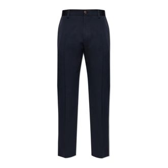 Dolce & Gabbana Suit Trousers, male, Blue, Size: 2XL Wool Pleated Trousers