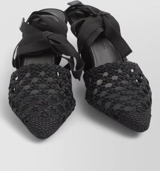 Jacquemus wedge espadrille mules pointed toe ribbon