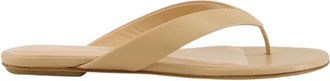 Le Monde Beryl Fawn Platte Leren Teenslippers - Dames - Slippers - Beige - 37 EU - Leer - Schoenen