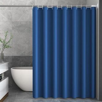 No Brand Cortina De Ducha De Peva Impermeable Y Resistente Al Moho, Para Usar Como Cortina De Puerta De Ba&ntilde;o O De Aseo, Azul Marino, 180 X 200 Cm + Anillas Par