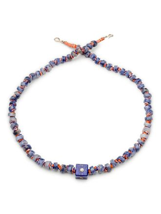 Tamara Taichman 9K yellow gold Cubix gemstone necklace - unisex - 9kt Yellow Gold/Diamond/Cotton/Sodalite/Lapis Lazuli - One Size - Blue