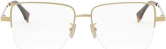 Fendi FE50107F030 Square Semi Rim Metal Eyeglasses - Gold
