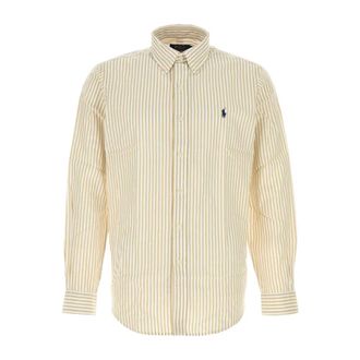 Polo Ralph Lauren Klassiek gesneden gestreept katoenen overhemd - Heren - Casual Overhemden - Beige - L - Katoen - Overhemden