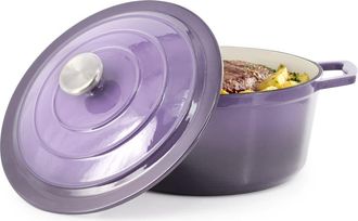 MegaChef 5 Quarts Round Enameled Cast Iron Casserole with Lid in Purple at Nordstrom