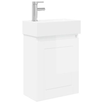 vidaXL M&oacute;dulo De Ba&ntilde;o Con Grifer&iacute;a Blanco Brillante Vidaxl