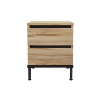 Mobili Rebecca Mesita de noche con 2 cajones, marr&oacute;n claro y negro