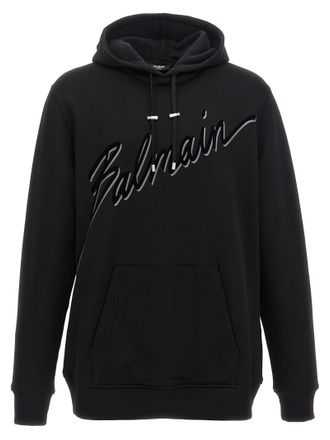 パーカー・フーディ BALMAIN Men Sweater EH1JT047BC72SOS Blue Vintage Balmain embroidered hoodie - Men | BALMAIN