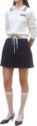 Suncoo Falda Short Two-Tone Pleated Mini Skirt In Deep Blue