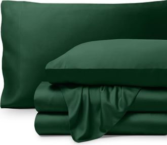Bare Home Cooling Rayon Sheet Set - Split Head King in Forest Green at Nordstrom