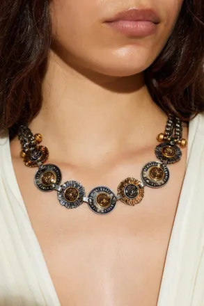 Versace Brass Necklace, Womens, Silver