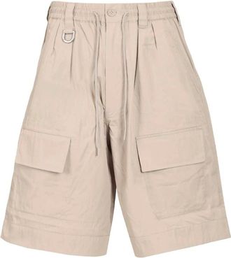 Yohji Yamamoto Korte Broeken, Heren, Beige, XL, Katoen, Wide Leg Shorts